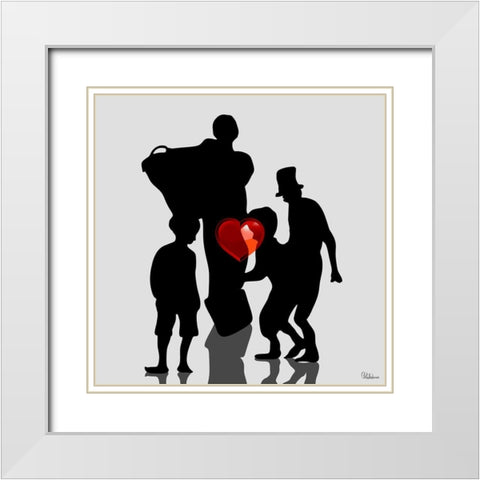 Heart Variation I White Modern Wood Framed Art Print with Double Matting by Medeiros, Celito
