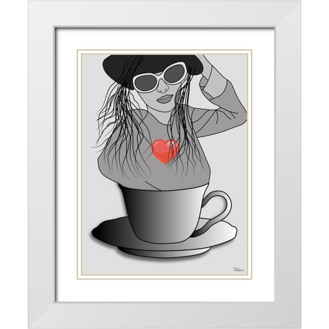 Heart Variation I White Modern Wood Framed Art Print with Double Matting by Medeiros, Celito