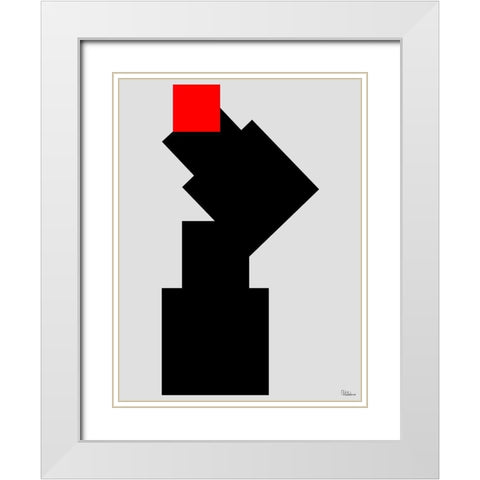 Black, white and Red III White Modern Wood Framed Art Print with Double Matting by Medeiros, Celito