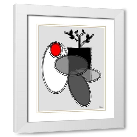 Black, white and Red V White Modern Wood Framed Art Print with Double Matting by Medeiros, Celito