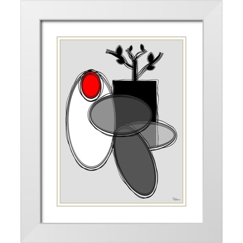 Black, white and Red V White Modern Wood Framed Art Print with Double Matting by Medeiros, Celito