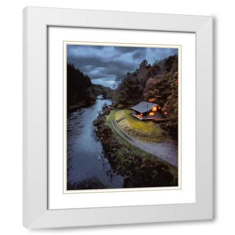 Challet by the River White Modern Wood Framed Art Print with Double Matting by Medeiros, Celito
