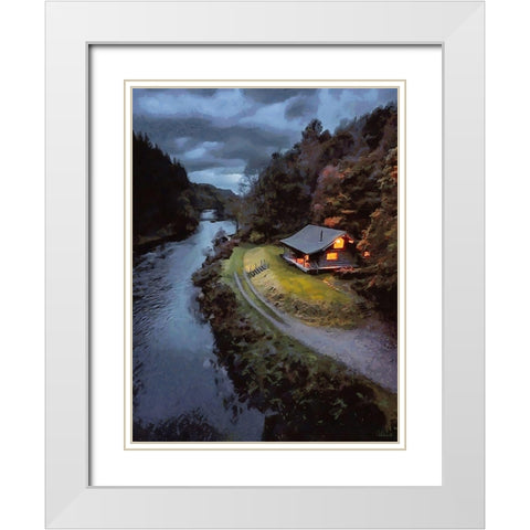 Challet by the River White Modern Wood Framed Art Print with Double Matting by Medeiros, Celito
