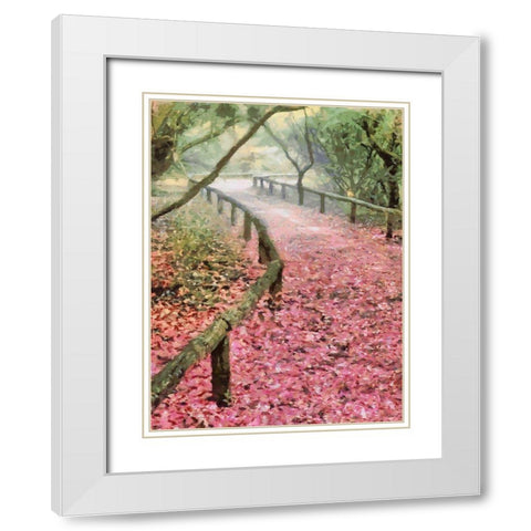 Pink Road White Modern Wood Framed Art Print with Double Matting by Medeiros, Celito