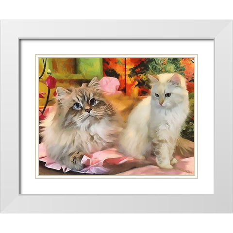 Our Beautiful Siberian Cats II White Modern Wood Framed Art Print with Double Matting by Medeiros, Celito
