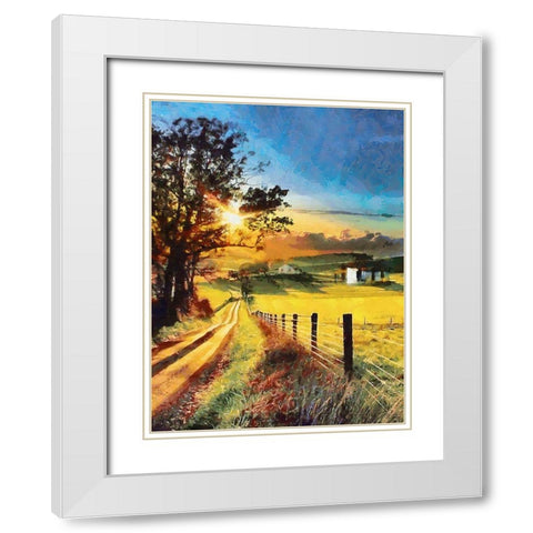 Sunset in the countryside White Modern Wood Framed Art Print with Double Matting by Medeiros, Celito