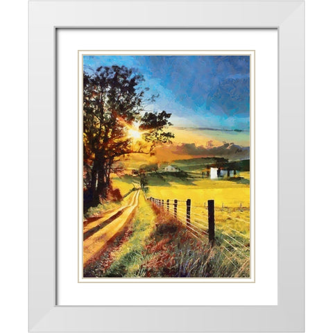 Sunset in the countryside White Modern Wood Framed Art Print with Double Matting by Medeiros, Celito