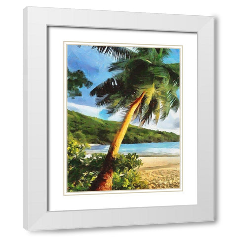Sea with Palm Beach - Diptych A White Modern Wood Framed Art Print with Double Matting by Medeiros, Celito