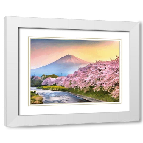 Pink Trees by Fuji White Modern Wood Framed Art Print with Double Matting by Medeiros, Celito