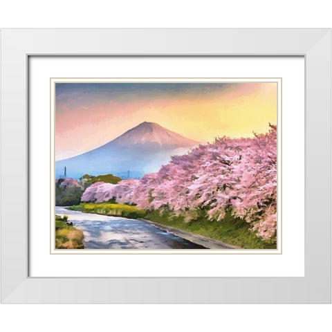 Pink Trees by Fuji White Modern Wood Framed Art Print with Double Matting by Medeiros, Celito