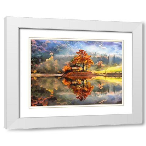 Beautiful Autumn White Modern Wood Framed Art Print with Double Matting by Medeiros, Celito