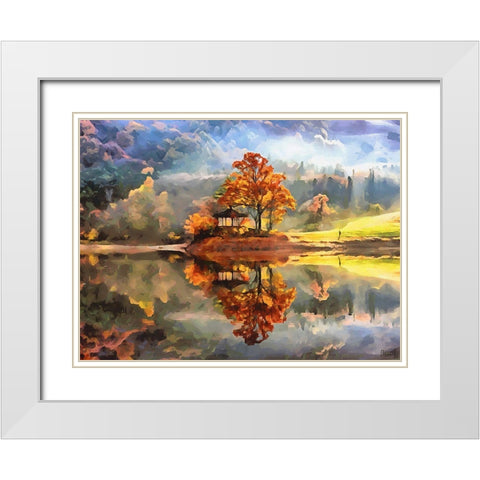 Beautiful Autumn White Modern Wood Framed Art Print with Double Matting by Medeiros, Celito