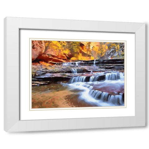 Small Watterfall on the River White Modern Wood Framed Art Print with Double Matting by Medeiros, Celito