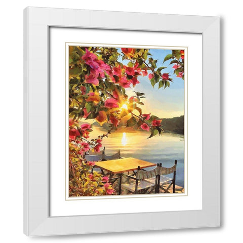 Table by the Lake White Modern Wood Framed Art Print with Double Matting by Medeiros, Celito