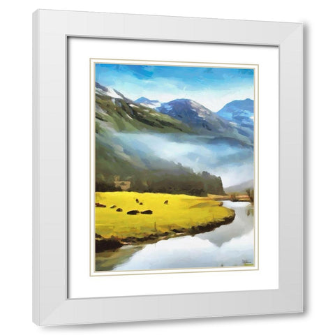 River under the Mountains - Diptych A White Modern Wood Framed Art Print with Double Matting by Medeiros, Celito