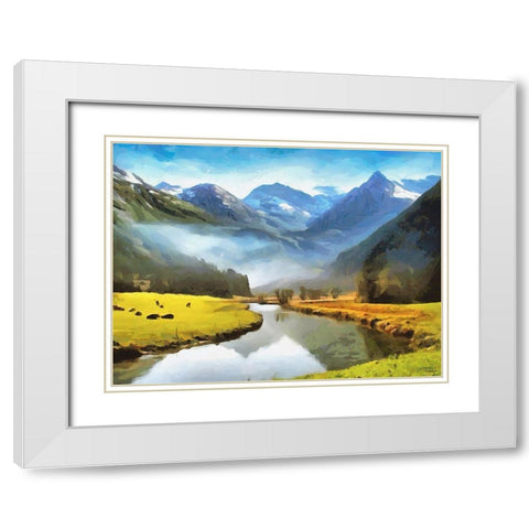 River under the Mountains White Modern Wood Framed Art Print with Double Matting by Medeiros, Celito