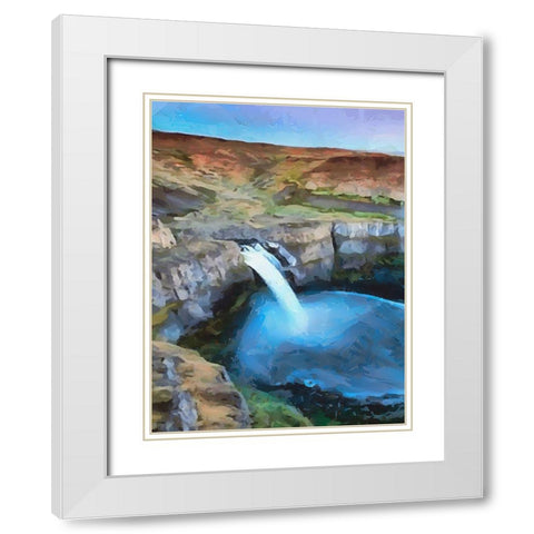 Wattefall on Iceland White Modern Wood Framed Art Print with Double Matting by Medeiros, Celito