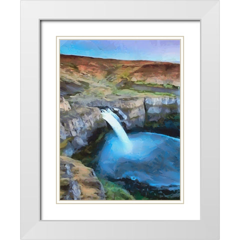 Wattefall on Iceland White Modern Wood Framed Art Print with Double Matting by Medeiros, Celito