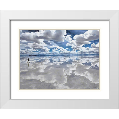 Walk between Salt and Sky White Modern Wood Framed Art Print with Double Matting by Medeiros, Celito