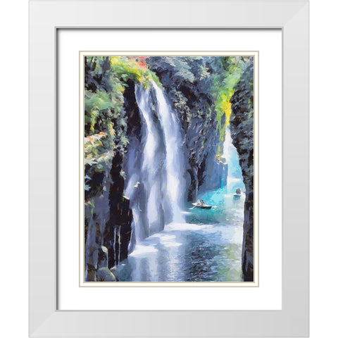 Great Watterfall White Modern Wood Framed Art Print with Double Matting by Medeiros, Celito