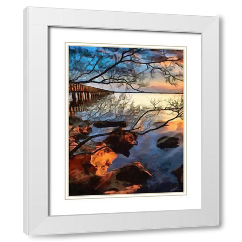 Sunset over the Lake - Diptych A White Modern Wood Framed Art Print with Double Matting by Medeiros, Celito