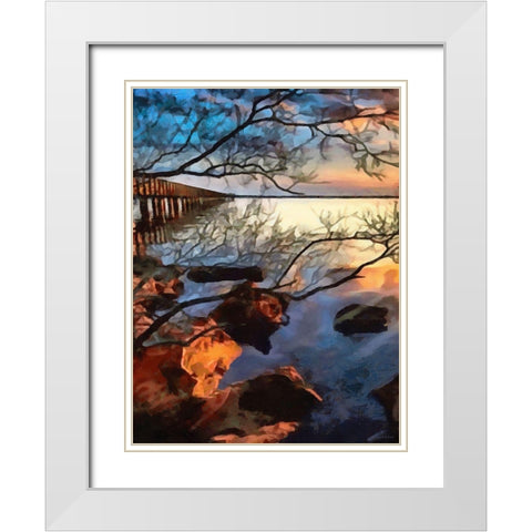 Sunset over the Lake - Diptych A White Modern Wood Framed Art Print with Double Matting by Medeiros, Celito