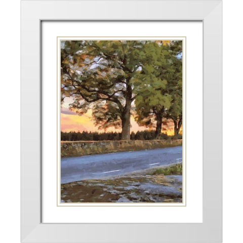 Oak Way by Sunset - Diptych A White Modern Wood Framed Art Print with Double Matting by Medeiros, Celito