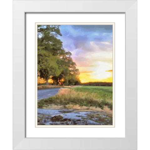 Oak Way by Sunset - Diptych B White Modern Wood Framed Art Print with Double Matting by Medeiros, Celito