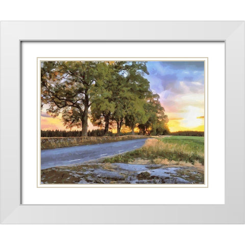 Oak Way by Sunset White Modern Wood Framed Art Print with Double Matting by Medeiros, Celito