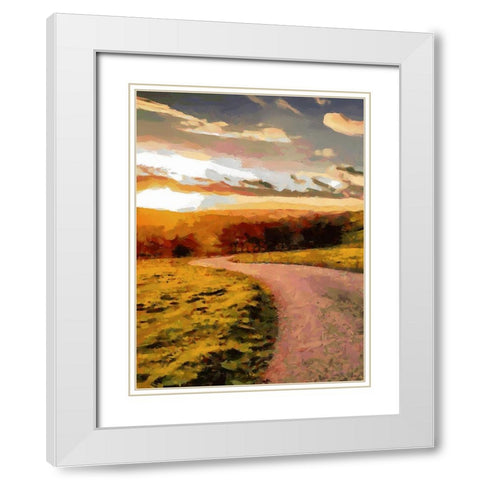 Sunset Road - Diptych A White Modern Wood Framed Art Print with Double Matting by Medeiros, Celito
