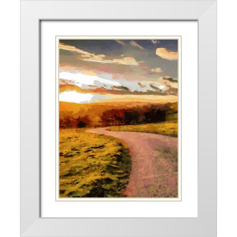 Sunset Road - Diptych A White Modern Wood Framed Art Print with Double Matting by Medeiros, Celito
