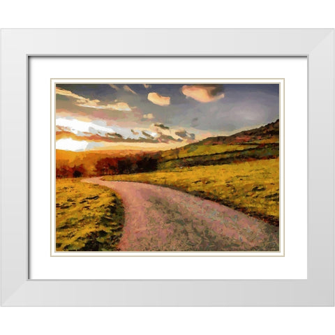 Sunset Road White Modern Wood Framed Art Print with Double Matting by Medeiros, Celito