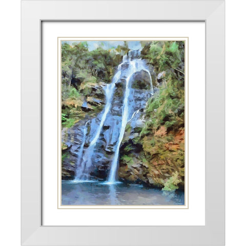 Watterfall White Modern Wood Framed Art Print with Double Matting by Medeiros, Celito