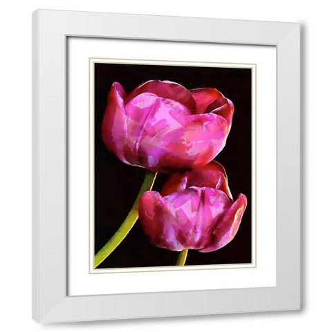 Spring Floral Variations IX White Modern Wood Framed Art Print with Double Matting by Medeiros, Celito