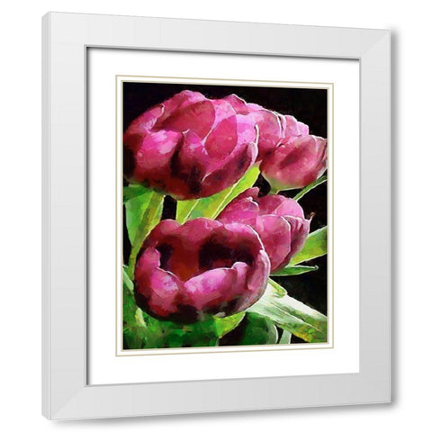 Spring Floral Variations X White Modern Wood Framed Art Print with Double Matting by Medeiros, Celito