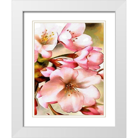 Spring Floral Variations XV White Modern Wood Framed Art Print with Double Matting by Medeiros, Celito