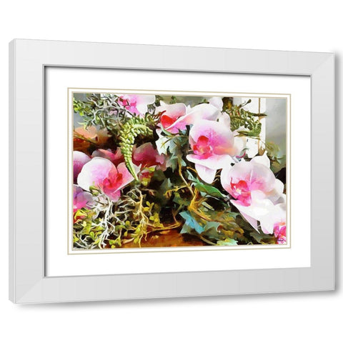 Spring Floral Variations XXVI White Modern Wood Framed Art Print with Double Matting by Medeiros, Celito
