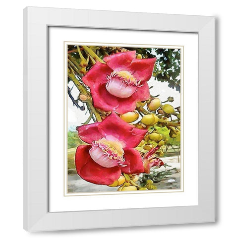 Spring Floral Variations XXVIII White Modern Wood Framed Art Print with Double Matting by Medeiros, Celito