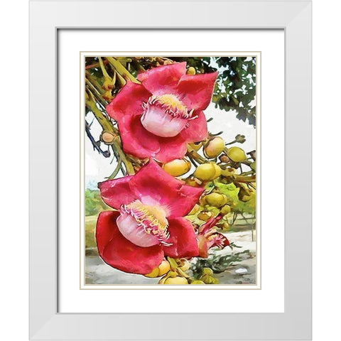 Spring Floral Variations XXVIII White Modern Wood Framed Art Print with Double Matting by Medeiros, Celito