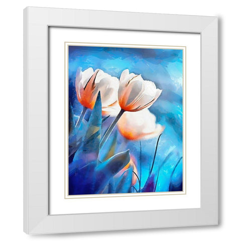 Spring Floral Variations XXXIX White Modern Wood Framed Art Print with Double Matting by Medeiros, Celito