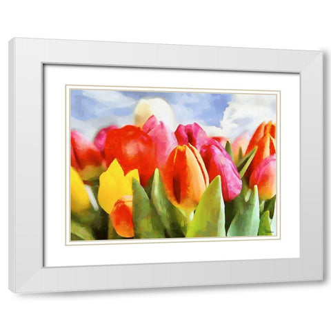 Spring Floral Variations XLI White Modern Wood Framed Art Print with Double Matting by Medeiros, Celito