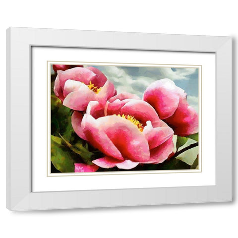 Spring Floral Variations L White Modern Wood Framed Art Print with Double Matting by Medeiros, Celito