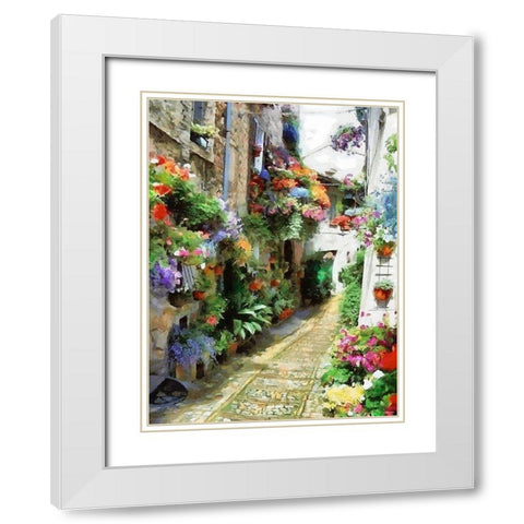 Flower Alley White Modern Wood Framed Art Print with Double Matting by Medeiros, Celito