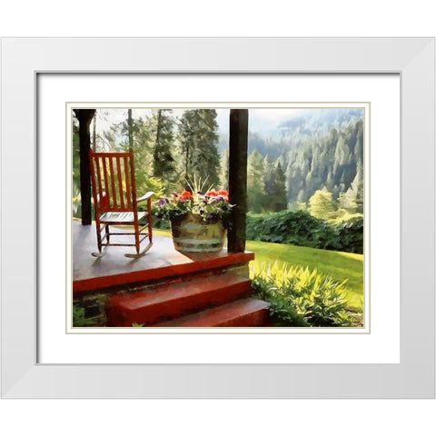 Rocking Chair on the Terrace White Modern Wood Framed Art Print with Double Matting by Medeiros, Celito