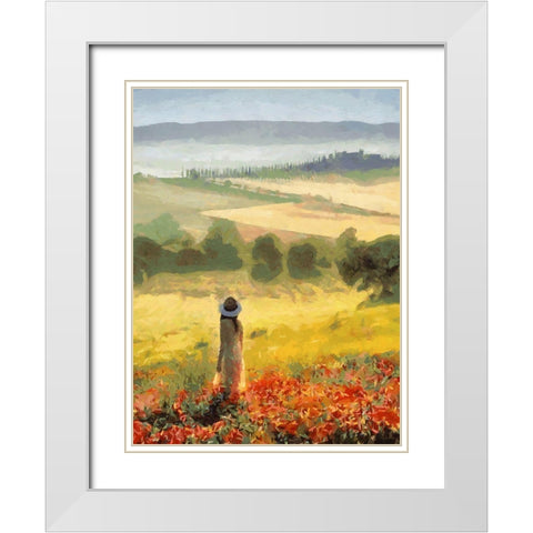 Girl in Tuscany  White Modern Wood Framed Art Print with Double Matting by Medeiros, Celito