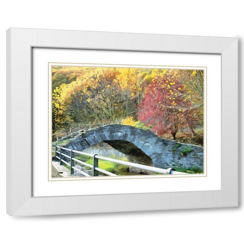 An Old Stone Bridge White Modern Wood Framed Art Print with Double Matting by Medeiros, Celito
