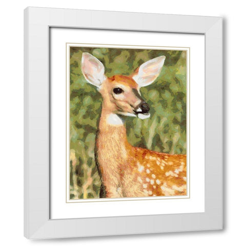 Deer in the Meadow White Modern Wood Framed Art Print with Double Matting by Medeiros, Celito