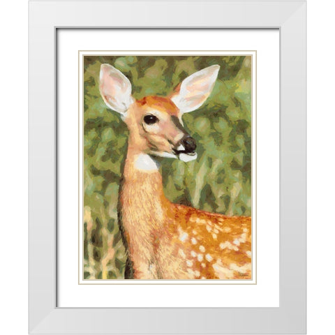Deer in the Meadow White Modern Wood Framed Art Print with Double Matting by Medeiros, Celito