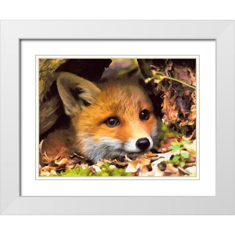 Beautiful Fox White Modern Wood Framed Art Print with Double Matting by Medeiros, Celito