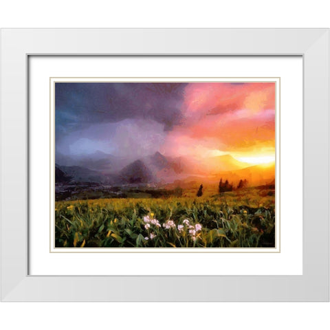 Sunset Behind the Mountains White Modern Wood Framed Art Print with Double Matting by Medeiros, Celito